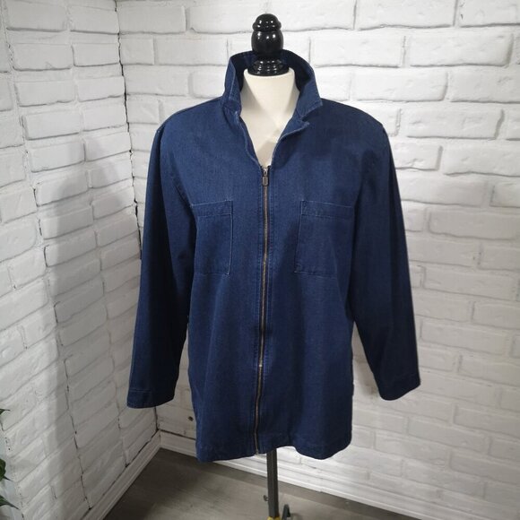 R&R Ladies Size XL (18) Full Zip Straight Fit Blue Jean Jacket - Picture 1 of 11